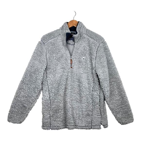 The Southern Shirt Co. Sherpa Fuzzy Fleece Gray 1/2 Zip Pullover Sweater Size S - Picture 1 of 8